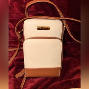 Two-Tone Cream and Tan Crossbody Bag